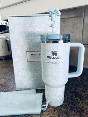 Stanley love shack fancy alpine Blue Tumbler with Handle